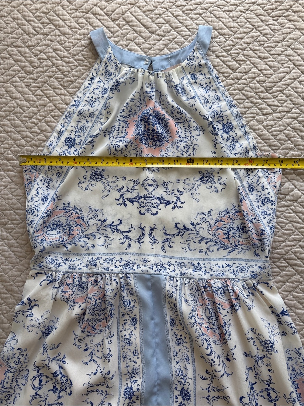 Philosophy Halter Mini Dress size L  Baroque Floral Coastal Cottagecore Boho - Picture 8 of 13